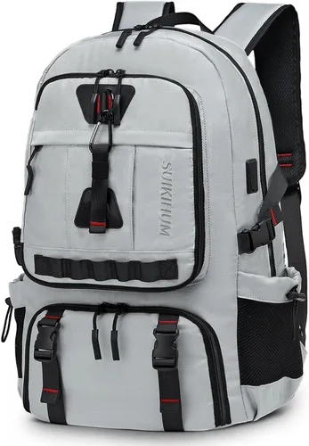 Vista 11 de Mochila de viaje de 45 litros aprobada por la TSA con compartimento para zapatos y separación en seco y húmedo, bolsa para laptop de 18.4 pulgadas