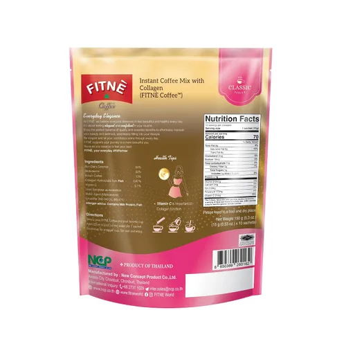 Vista 3 de FITNE - Paquetes de café instantáneo 3 en 1 mezcla con colágeno hidrolizado natural vitamina C mezcla suave sabrosa aromática sin azúcar edulcorante