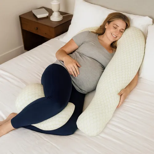 Vista 7 de Almohada de apoyo de espalda para embarazo, cojín de algodón transpirable para comodidad prenatal y posparto Funda lavable, alivio de la espalda