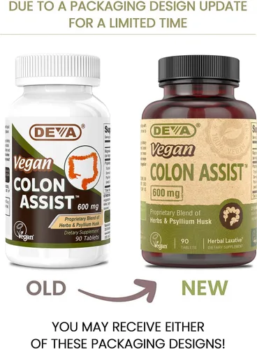 Vista 5 de DEVA Vegan Colon Assist: tabletas con magnesio, trifala, cáscara de psyllium, senna, canela y más, 90