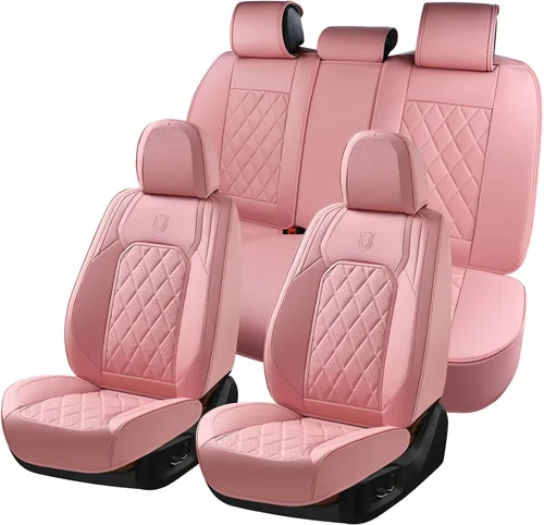 Vista 31 de Coverado Fundas de Asientos Delanteros, Funda de Asiento de Cuero Sintético de Lujo Impermeable, Protector de Asiento de Coche Beige, Funda