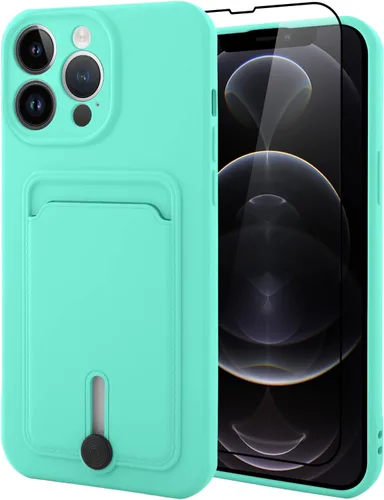 Vista 28 de MZELQ Cartera de TPU Compatible con Funda iPhone 12, Portarjetas Protección de Cámara Cubierta + Protector de Pantalla, Ranura Empujable para Niñas