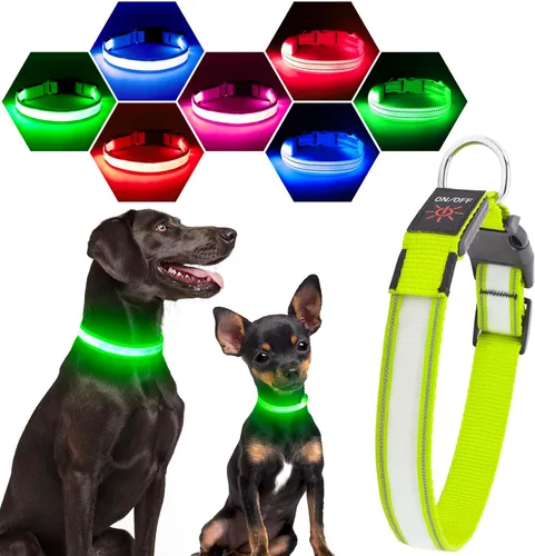 Vista 10 de Collares de perro con luz Visinite para perros pequeños, collar de perro LED recargable, collar de perro iluminado totalmente ajustable, collares