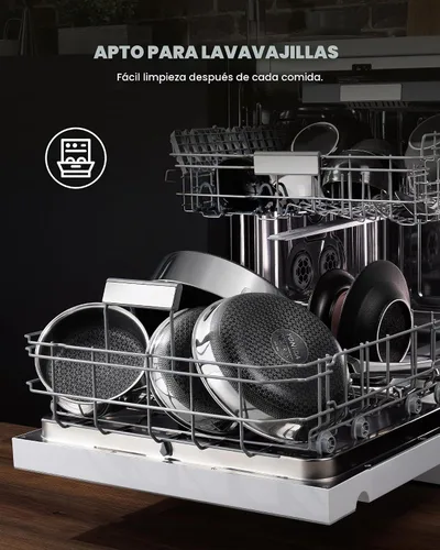 Vista 4 de Sartenes antiadherentes, sartenes híbridas para hornear de 12 pulgadas con tapa Sartén de acero inoxidable, sartén para huevos de cocina