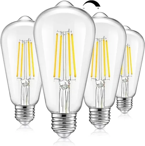 Vista 9 de Bombillas LED vintage regulables Edison equivalentes a 100 W, 8 W, 1200 lúmenes, base E26, bombilla de filamento LED, 2700 K, blanco cálido