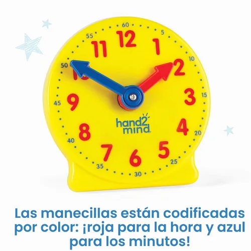 Vista 3 de hand2mind Juego de mini reloj con engranaje para el aula, decir la hora, relojes de enseñanza, aprender a decir la hora para niños, reloj analógico