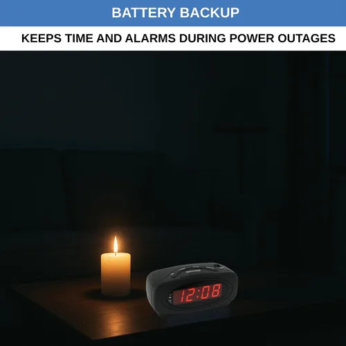 Vista 4 de Reloj despertador digital para dormitorios, reloj despertador fuerte para personas que duermen pesadamente, perfecto para dormitorio, escritorio