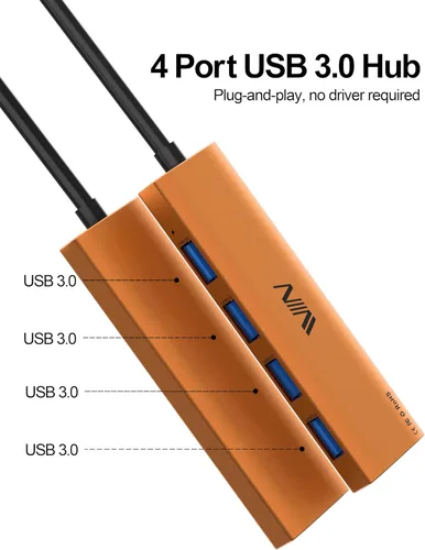 Vista 2 de USB 3.0 Hub, Adaptador Portátil Divisor Extendido de 4 Puertos USB Hub de Datos Multipuerto para Laptop, Xbox, Unidad Flash, HDD, Consola, Cámara