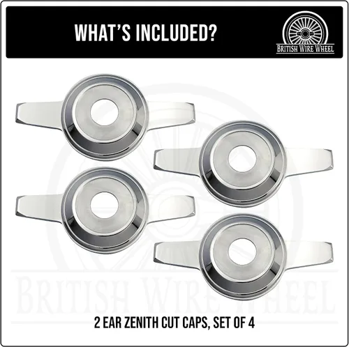 Vista 3 de Zenith Style 2 tapas giratorias con corte de oreja (juego de 4) Triple cromado 2 bares/ala recta golpear tapas giratorias con hueco de chip