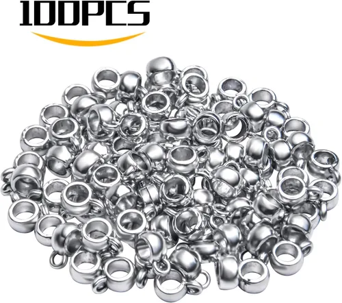 Vista 2 de 100 cuentas de columna de plata antigua, cuentas de tubo de fianza, cuentas de fianza, colgantes, enlaces de conector para colgante, pulsera