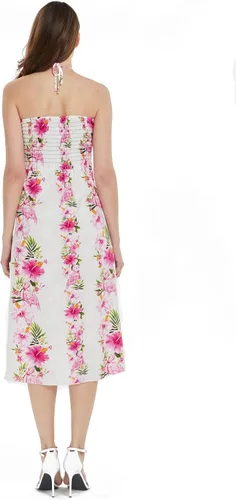 Vista 2 de Vestido hawaiano de Luau halter con estampado floral para mujer en flor