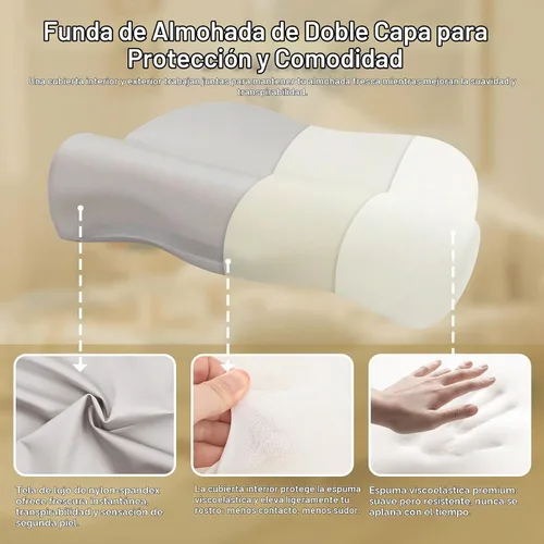 Vista 4 de vocheer Almohada cervical para el cuello para respirar suavemente, almohadas refrescantes de espuma viscoelástica para dolor de cuello y hombros