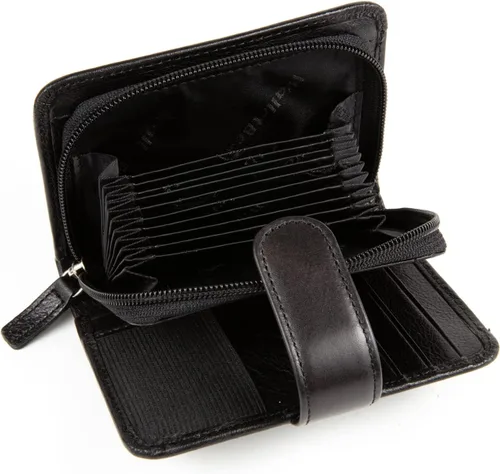 Vista 5 de WalletBe Cartera RFID de acordeón de cuero para mujer con monedero Negro - contemporáneo