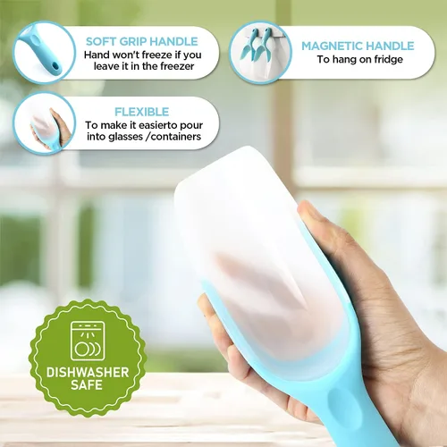 Vista 15 de Spring Chef - Cuchara magnética para congelador, sin BPA, color negro Flexi-Plastic Popcorn Scoop with Soft Grip Handle - Dishwasher Safe Ice