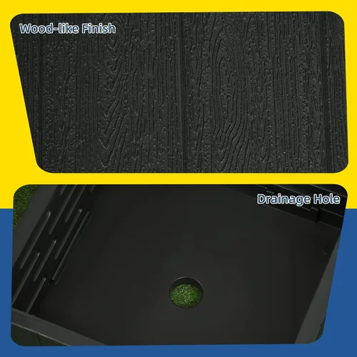 Vista 8 de Outsunny Base de sombrilla para exteriores 2 en 1, maceta con orificio de drenaje, capacidad de 175 libras, resistente, rellenable, con ruedas