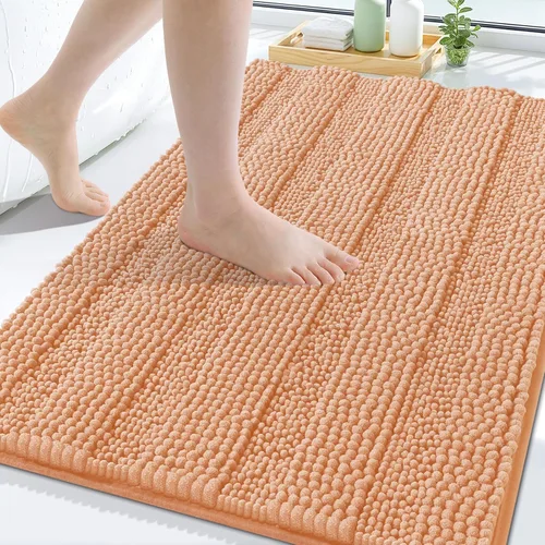 Vista 105 de Grandaily Alfombras de baño de felpilla a rayas de 24 x 16 pulgadas, extra gruesas y suaves, absorbentes, parte trasera de goma, alfombra de ducha