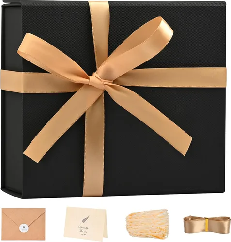 Vista 40 de LIFELUM Caja de regalo de 13.5 x 10 x 4 pulgadas, caja de regalo grande con tapas magnéticas, cajas de regalo negras para regalos de graduación