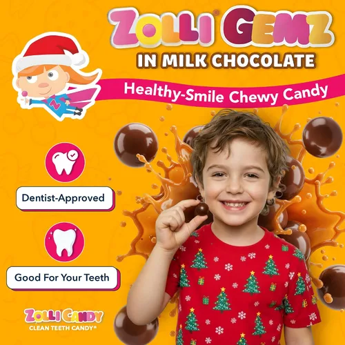 Vista 3 de Zolli Gemz Caramelo en chocolate con leche, caramelo sin azúcar, caramelo saludable apto para dieta keto y diabética, golosinas aprobadas por