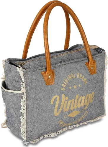 Vista 7 de KPL Sel De Mer Upcycled Canvas and leather Hand Bag Cowhide Tote Bag shopping bag carry on leather bag