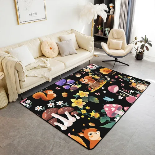Vista 37 de jejeloiu Cute Mushroom Decor Rugs for Living Room Bedroom for Kids Boys Girls Area Rug 3x5 Botanical Plants Decorative Carpet Cartoon Mushrooms