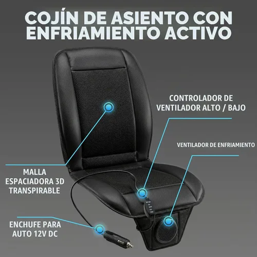 Vista 5 de ZONETECH Cojín de enfriamiento para asiento de auto 12V negro, temperatura ajustable, cómodo cubreasiento de auto