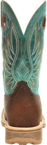 Vista 4 de Durango Maverick Pro Western - Botas de trabajo, Ranger marrón y turquesa.