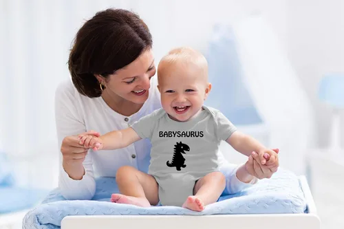 Vista 6 de AW Fashions Babysaurus - Baby Dino RawrSome T-Rex - Little Minisaurus - Lindo body de bebé de una pieza