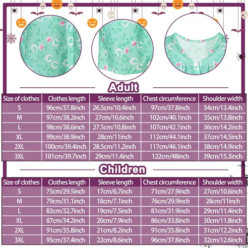Vista 3 de Jiuguva 7 piezas de disfraz de anciana para mujeres y niños, túnica de manga corta para abuelita, peluca de anciana, peluca plegable con muleta