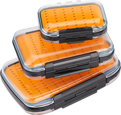 Vista 11 de Gonex Cajas de pesca con mosca para cajas de jig de pesca con mosca de dos caras, caja de pesca con mosca impermeable y ligera, tapa transparente