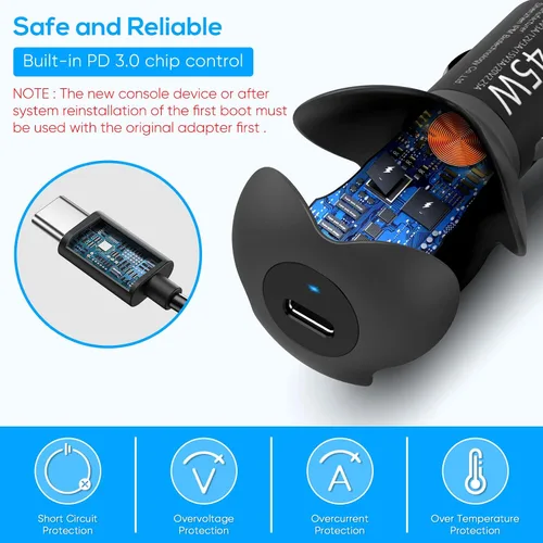 Vista 4 de MENEEA - Cargador rápido de coche para cubierta de vapor con dispositivo de cable de bobina mini cargador PD 30 de 45 W con cable de carga USB C