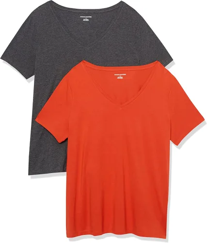 Vista 10 de Amazon Essentials - Camiseta de manga corta y cuello en V para mujer (disponible en tallas extragrandes)