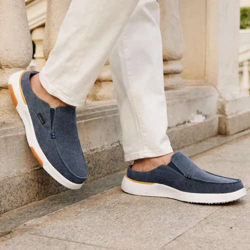 Vista 2 de OrthoComfoot Mocasines ortopédicos sin cordones para hombre zapatos para caminar con soporte del arco: pantuflas casuales para fascitis plantar