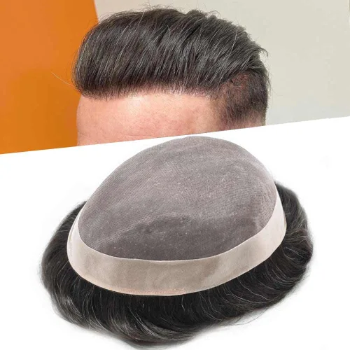 Vista 82 de Mens Toupee Hair Piece Real Human Hair Fine Mono Toupee para hombres Sistema de reemplazo de cabello para hombre Postizo Protesis Capilar Para
