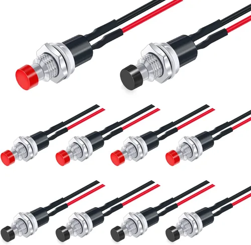 Vista 9 de Twidec/10UNIDADES 3V-6V-12V-24V-250V Interruptor de botón momentáneo de 2 pines SPST ENCENDIDO/APAGADO 7mm Negro 1A Mini interruptor de botón