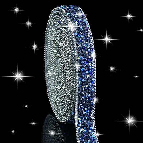 Vista 35 de Dowarm Cinta autoadhesiva de diamantes de imitación plateados, tiras brillantes para manualidades, decoración de bodas, 0.4 pulgadas de ancho