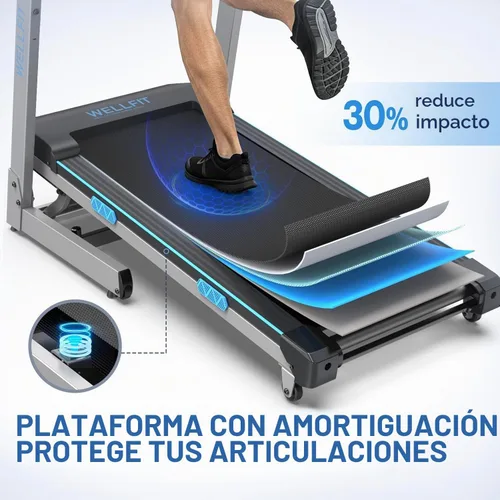 Vista 6 de WELLFIT Cinta de correr inclinada automática del 15% para el hogar