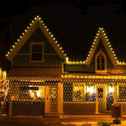 Vista 3 de Luces LED de malla para exteriores, 8 modos, 200 LED, de 6.6 x 9.8 pies (2.01 x 2.99 m), luces de red de Navidad para dormitorio, árboles