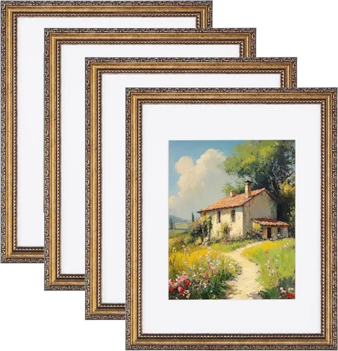 Vista 43 de eletecpro 8x10 Vintage Picture Frame, Glass Cover, Gold, 4-Pack Dorado