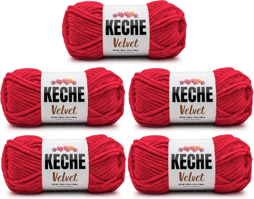 Vista 143 de Keche Hilo para ganchillo, hilo de terciopelo, chenilla suave, manta de bebé voluminosa amigurumi Yarn 3.53 oz (132 yardas) - Arona