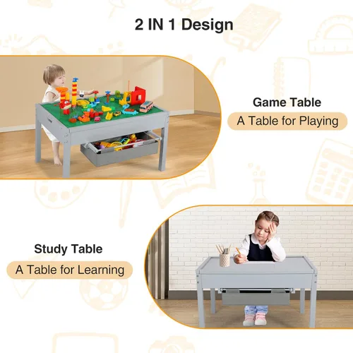 Vista 3 de RedSwing Mesa de actividades para niños con almacenamiento, mesa de juegos gris