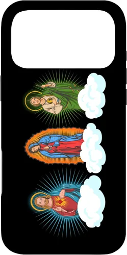 Vista 22 de Funda para iPhone 17 con diseño de Jesús, Virgen María y San Judas Tadeo in Clouds