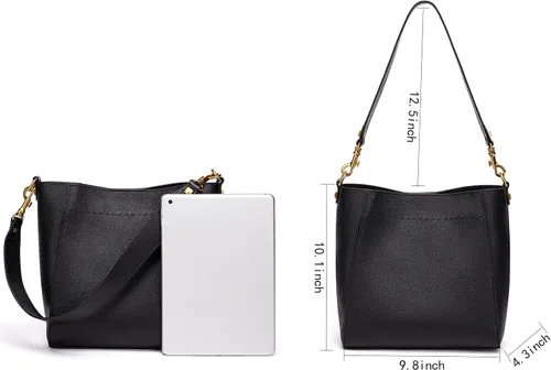 Vista 5 de Bolso de mano de cuero para mujer, bolso de hombro y bolsos de mano