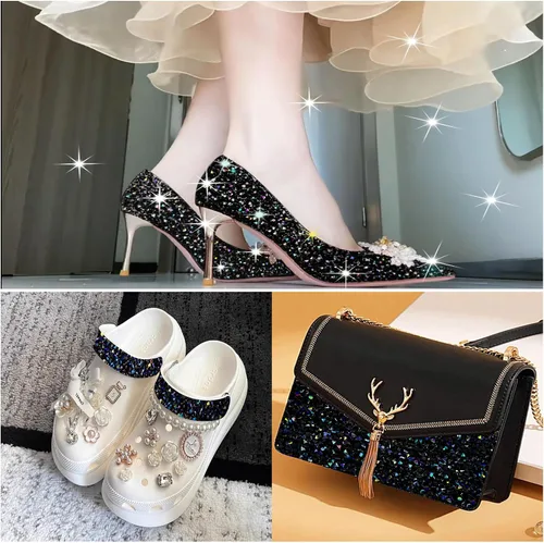 Vista 5 de Cinta autoadhesiva de resina negra con diamantes de imitación, 4 yardas, cinta de cristal brillante aplicable a bodas, cumpleaños, Navidad, fiestas