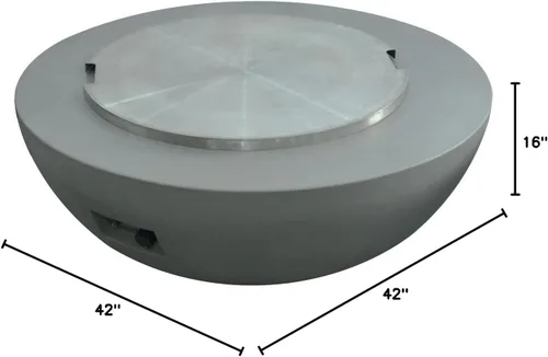 Vista 8 de Elementi Lunar Bowl Paquete de Fogón - Juego de Fogata para Exteriores Incluye Fogata de Concreto a Propano de 42", Pantalla Cortavientos de Vidrio