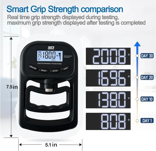 Vista 8 de Entrenador de fuerza de agarre de mano, dinamómetro de agarre de mano de 396 libras/396.8 lbs con pantalla LCD, ideal para deportes, escuela y uso