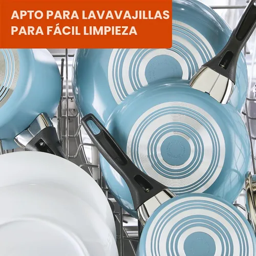 Vista 6 de Farberware Olla grande antiadherente apta para lavavajillas/sartén con asa auxiliar - aluminio, 6 cuartos, azul 2-Aguamarina