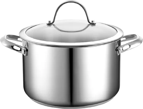 Vista 2 de Cooks Standard Olla de acero inoxidable de 6 cuartos con tapa y olla clásica de acero inoxidable de 8 cuartos de galón con tapa, 8 cuartos de galón