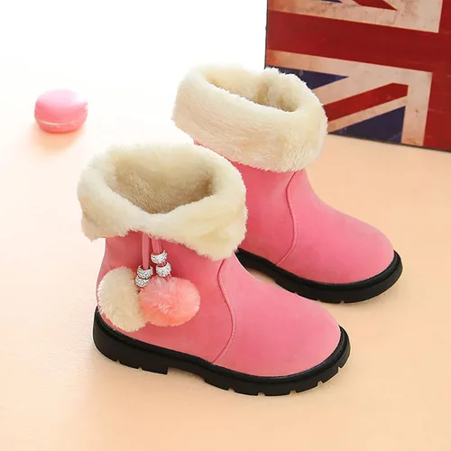 Vista 5 de Toddler Kids Snow Boots Booties Baby Girls Princess Shoes Non-Slip Girl's Fleece Lining Footwear Winter Warm Prewalker