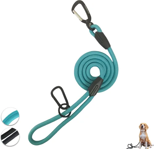 Vista 8 de Correa para perro que camina de 4 pies, cuerda de nailon duradera con mosquetón de aviación y práctico clip, soporte para bolsa de excrementos