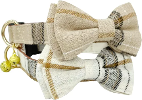 Vista 6 de Paquete de 2 collares de perro con corbatín y campanas, ajustable lindo collar de corbatín para perros pequeños, medianos y grandes, mascotas